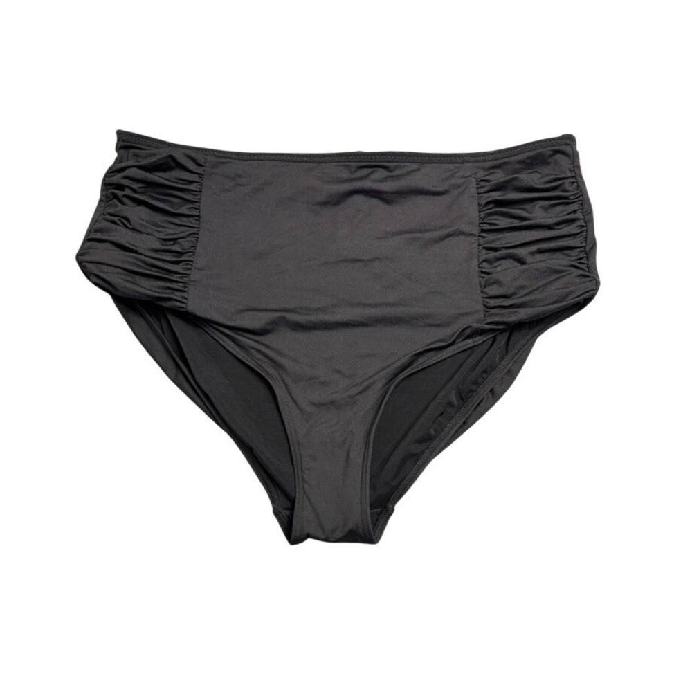 New Sea Level Swim Bikini Bottoms Womens 12 Black High Waist RuchedSwim Nylon